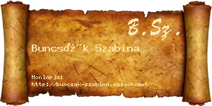 Buncsák Szabina névjegykártya